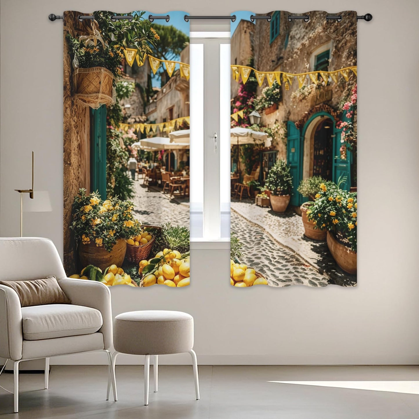 Street Scenery Curtains Old Town