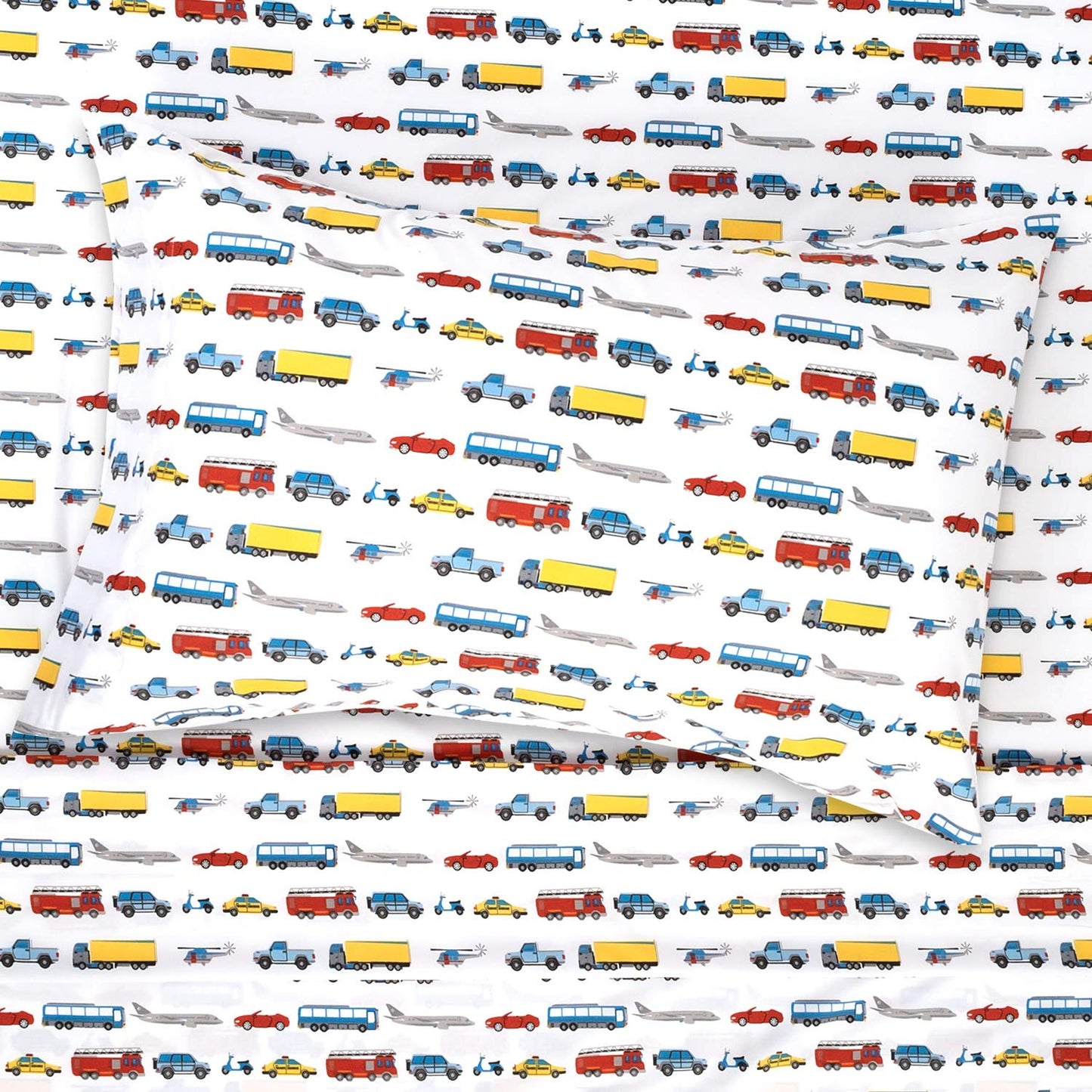 1500 Supreme Kids Bed Sheet Collection - Fun Colorful and Comfortable Boys and Girls Toddler Sheet Sets - Deep Pocket Wrinkle Free Soft and Cozy Bedding - Twin XL, Transportation