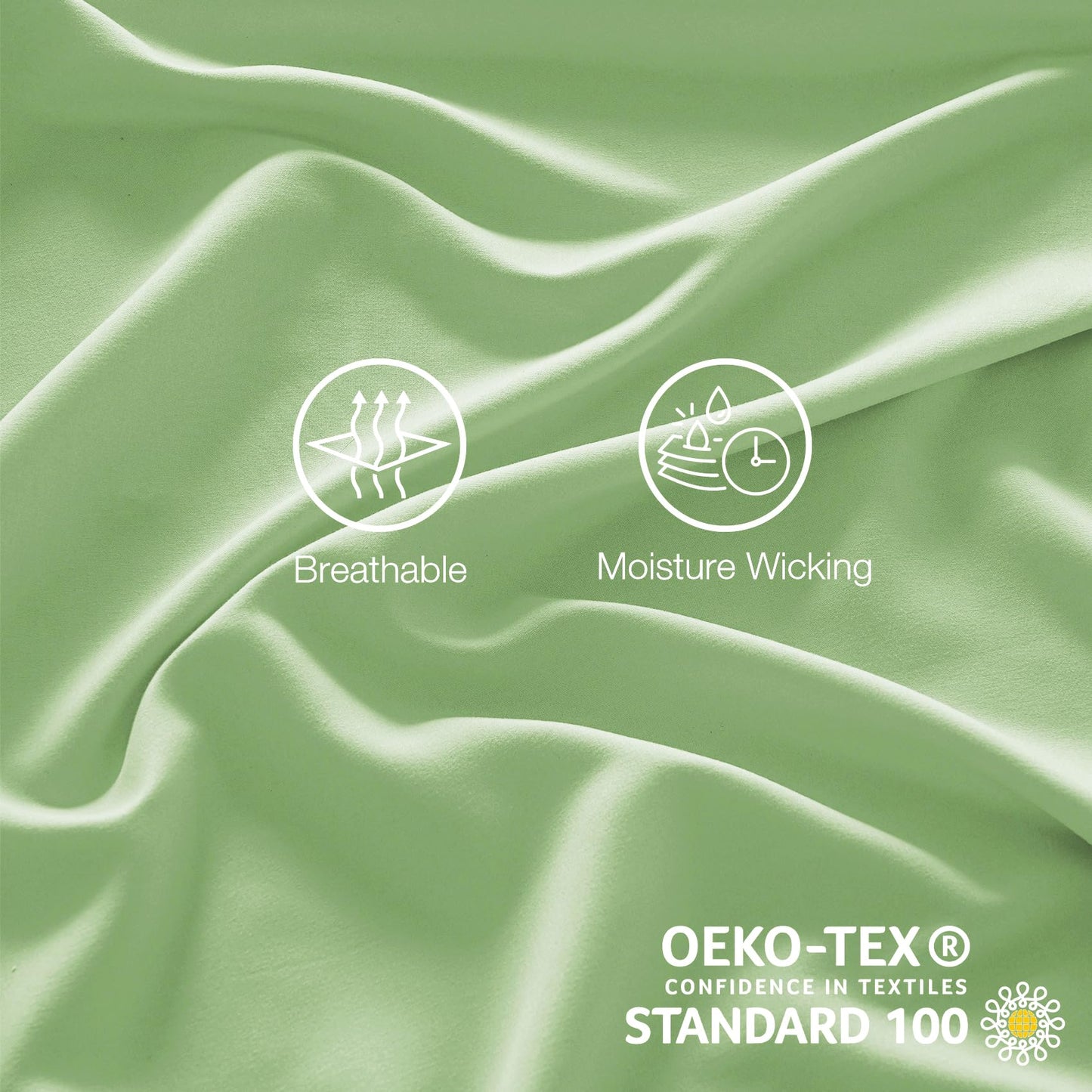 Yibeizi Sage Green Sheet Set Full Size, Kids Bedsheets Microfiber Deep Pocket Cute Bed Sheet & Pillowcase Sets 4 Pieces