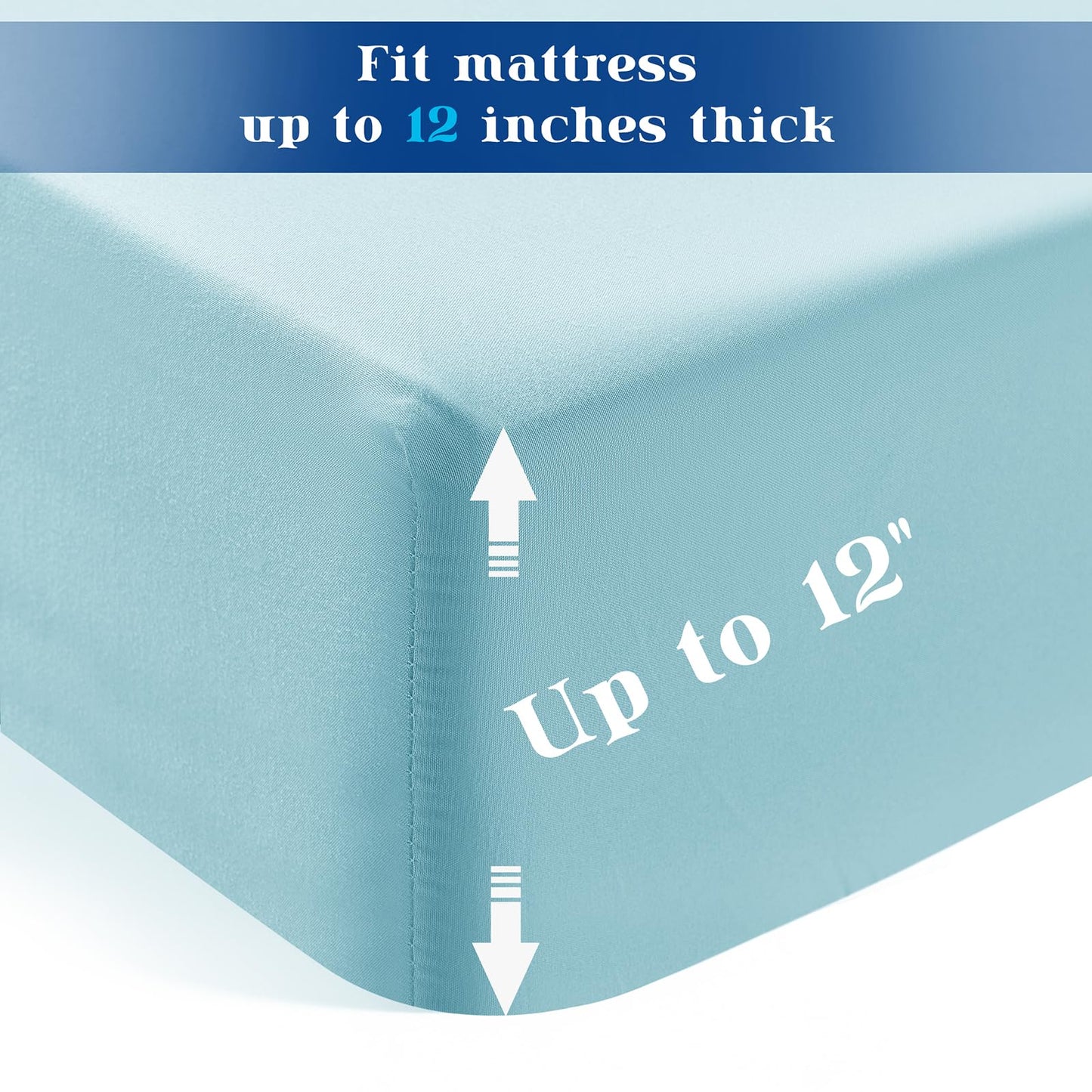 P Pothuiny 3 Piece Hospital Bed Sheet Set, Aqua Blue Brushed Microfiber Soft Bedding for Home/Nursing/Hospital Bed, Deep Pocket Fitted Sheet 36"x80"+12", Flat Sheet & Pillowcase