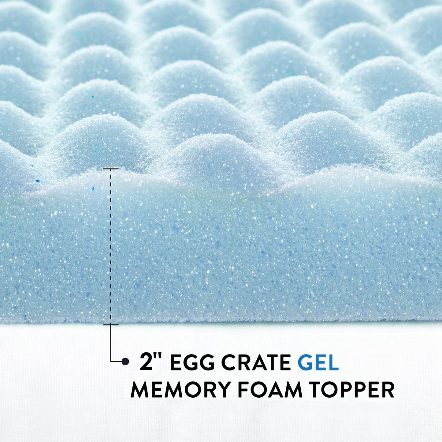 Best Price Mattress 2 Inch Egg Crate Memory Foam Mattress Topper, Cooling Gel Infusion, King, Dorm Essentials, Blue