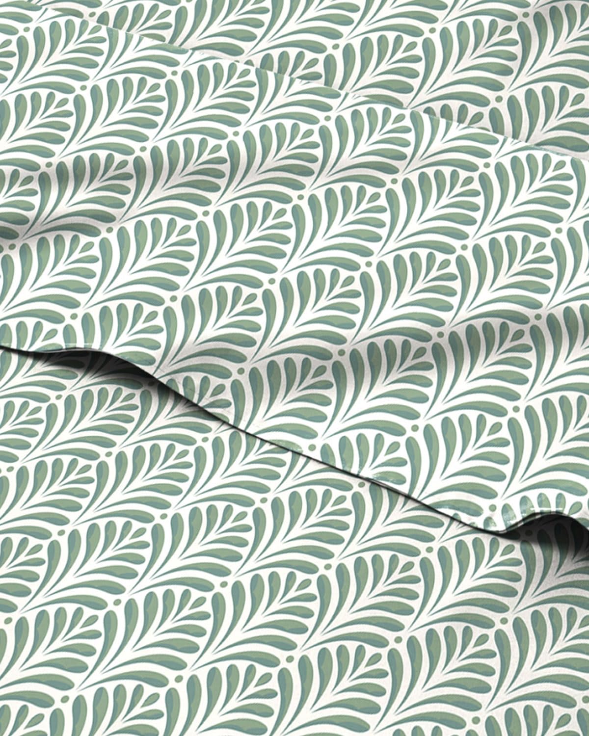 Floral Sheets - Green Floral Bed Sheet Set - 1 Flat, 1 Fitted & 2 Pillowcases w/ Deep Pockets - Comfy, Cozy, Wrinkle & Fade Free - Boho Botanical Bedding - Soft, Breathable & Cooling - Full Size Set