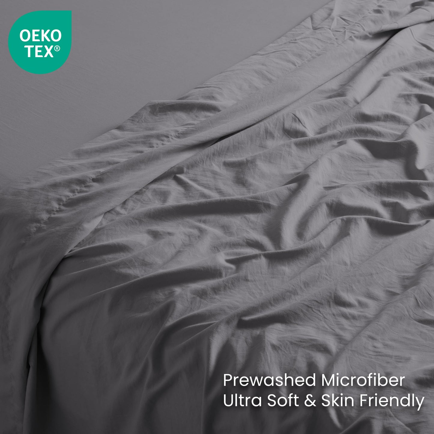 Ranunculus 3 Piece Washed Twin Bed Sheet Set, Fitted Sheet Twin Size & Bedsheet & Pillowcase, Soft Brushed Microfiber - 16 inches Deep Pocket, Breathable, Fade Resistant,Easy Care (Dark Grey,Twin)