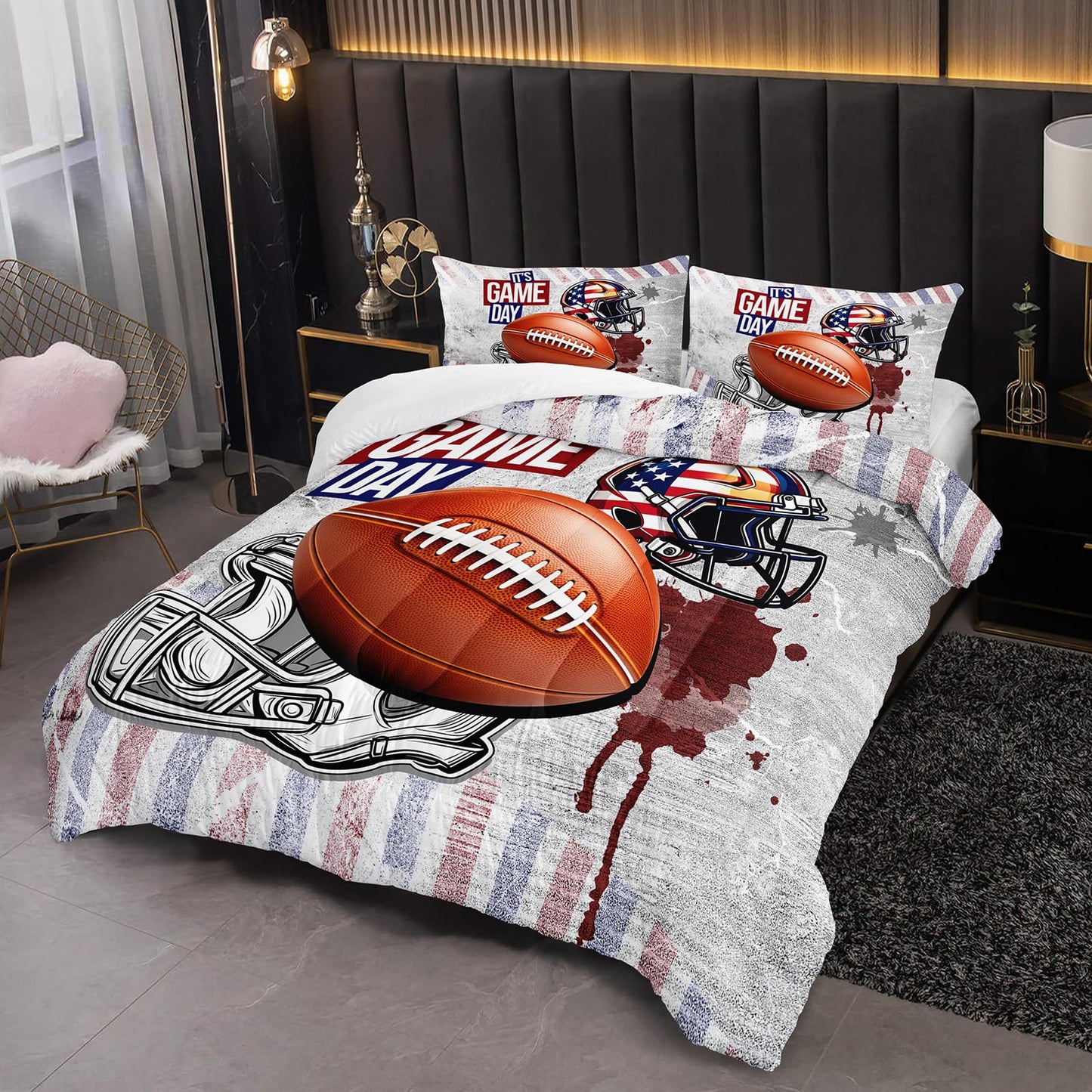 lneffble Full Size Kids Comforter Sets Boys Football，Sport Themed Full Size Bedding，Sport Quilt for Boys