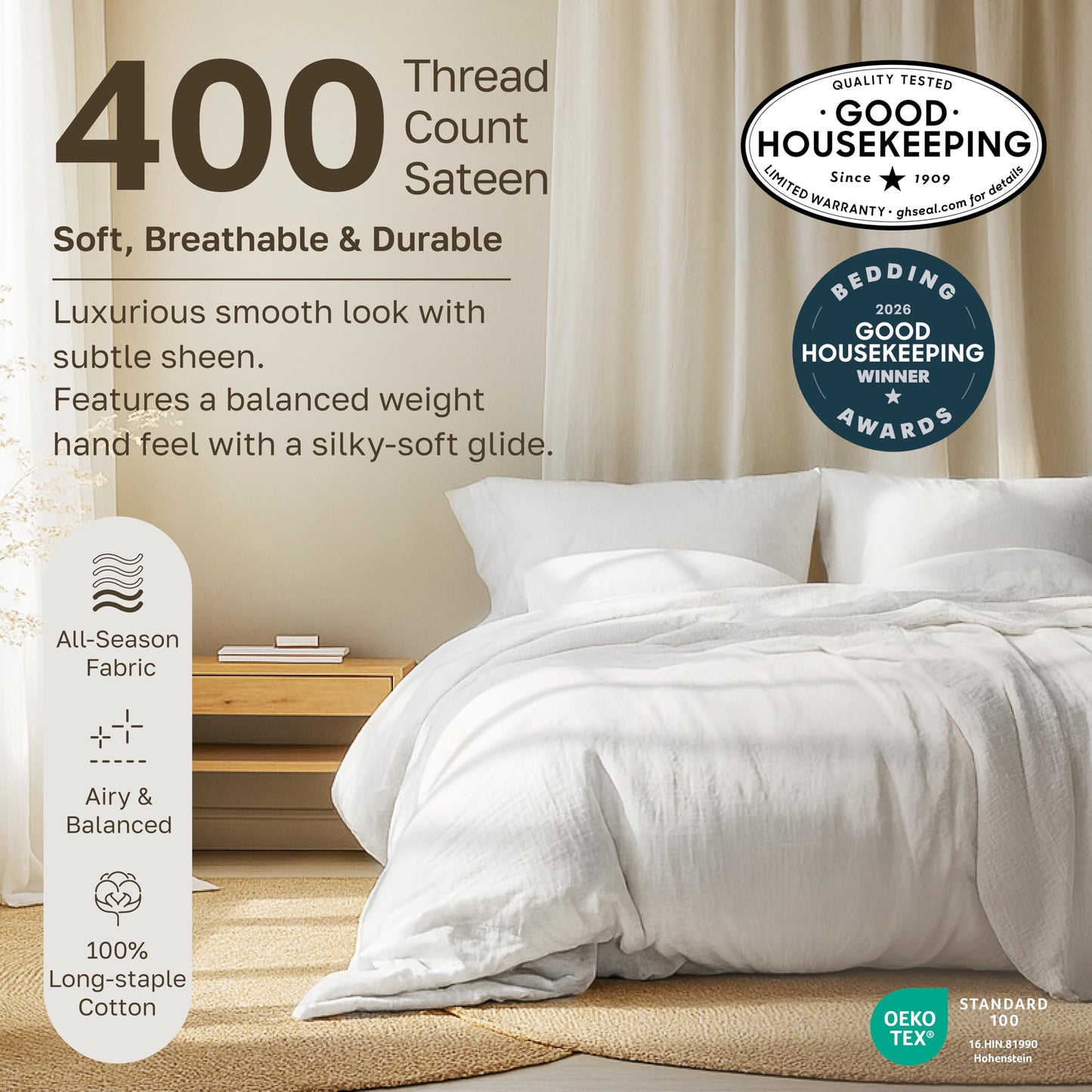 California Design Den Soft Queen Size 100% Cotton Sheet Sets, 400 Thread Count Good Housekeeping Award Winner, Silky Smooth Sateen Weave with Deep Pockets, Durable Queen Bed Sheet Set - Pink