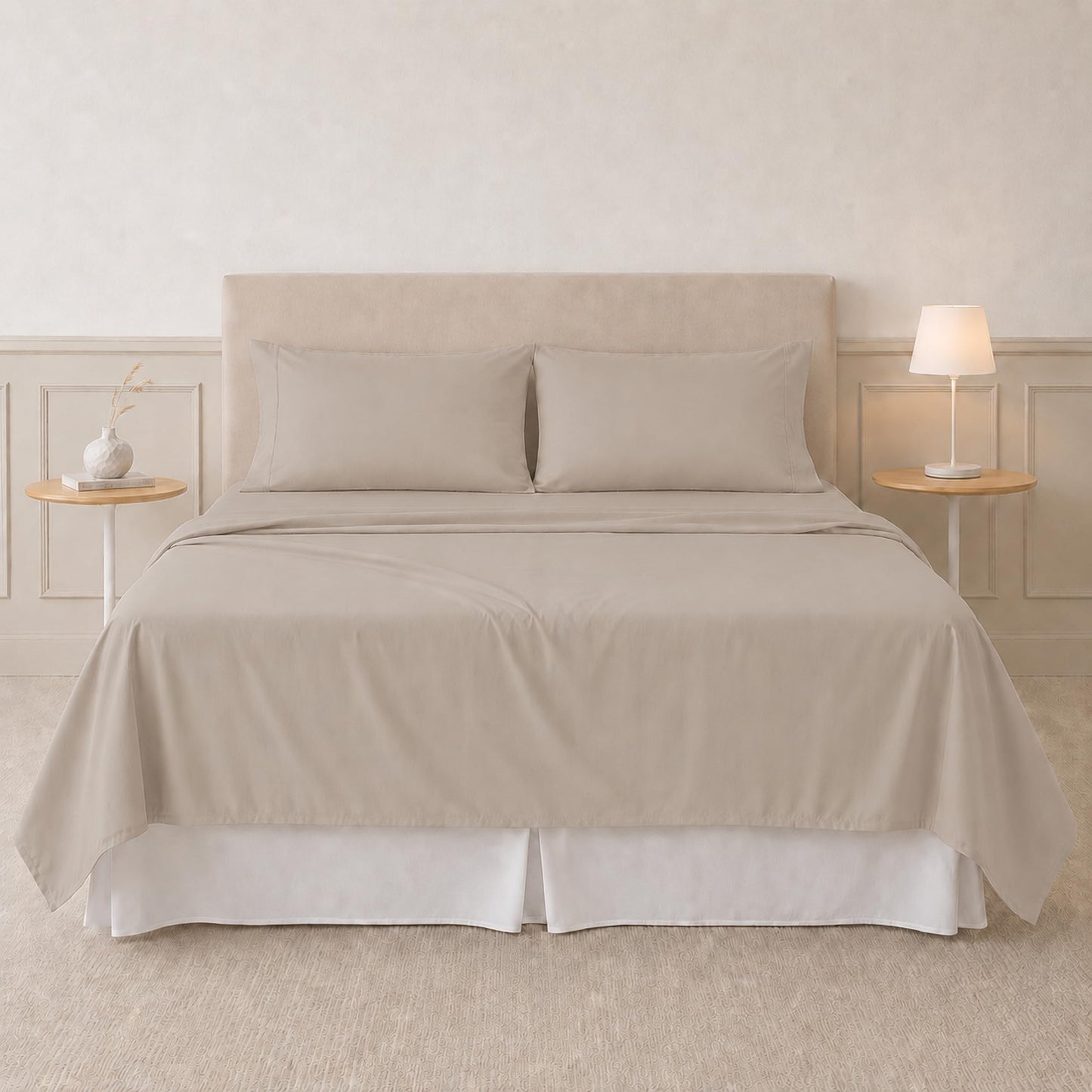 Modern Threads Soft Microfiber Solid Sheets - Luxurious Microfiber Bed Sheets - Includes Flat Sheet, Fitted Sheet with Deep Pockets, & Pillowcases Khaki King