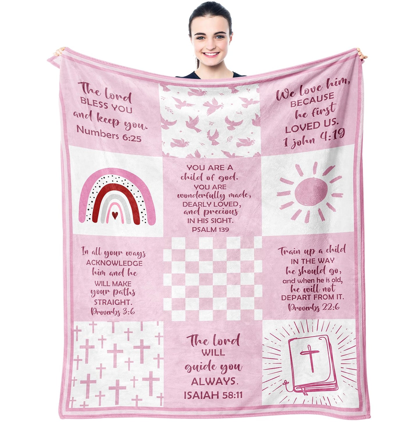 Muxuten Baptism Gifts for Girl, Baptismal Gifts Blanket 60"x50", Baptism Favors, Christening Gifts, Baptism Gifts for Women, Best Baptism Gift for Girls, Christian Gifts, Religious Bible Catholic Gift