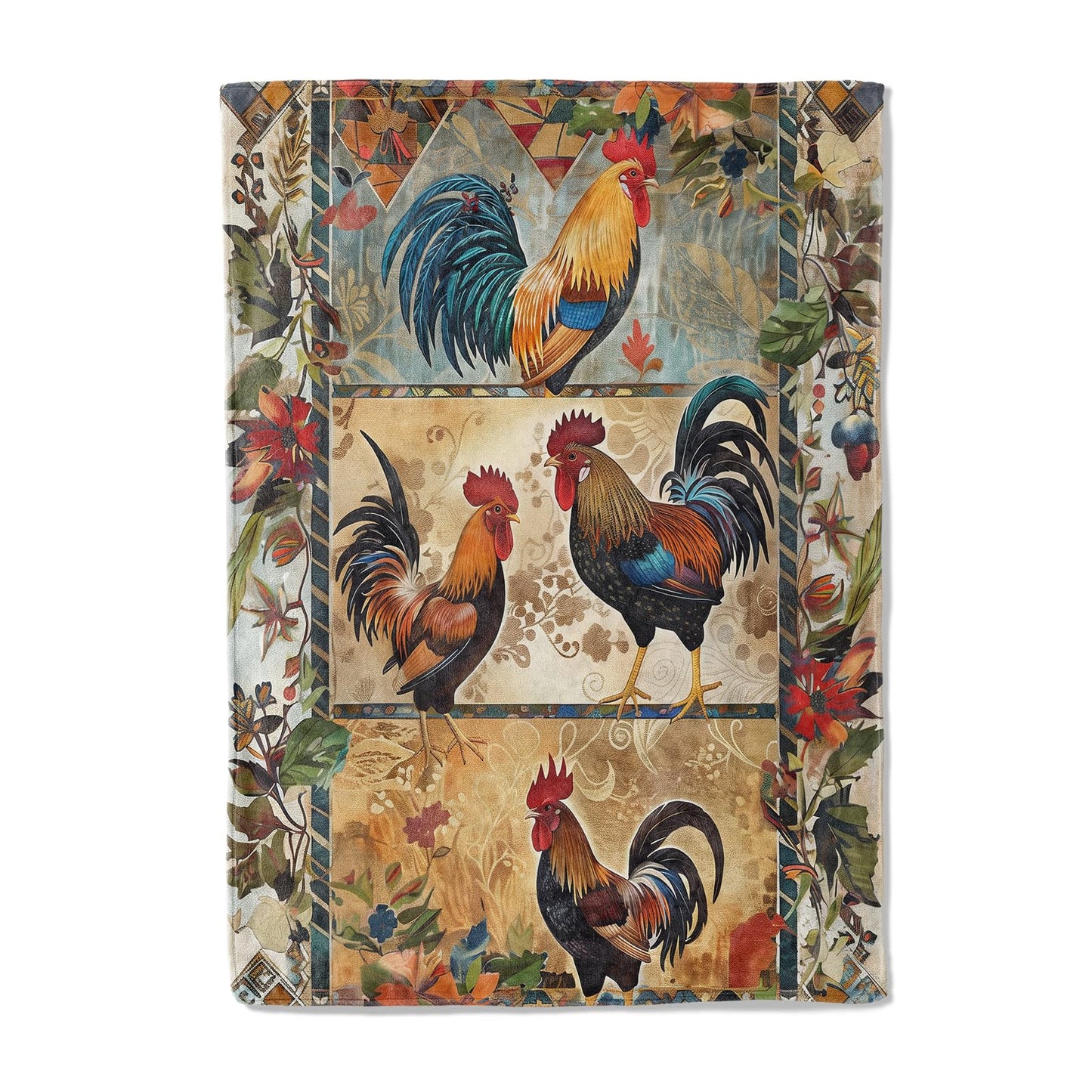 Rustic Rooster Flannel Throw Blanket - Cozy, Soft, Plush, Lightweight & Warm - Fuzzy Anti-Pilling Cover for Couch or Bed, Ideal for Travel & Outdoors - for Men & Women 60×50in