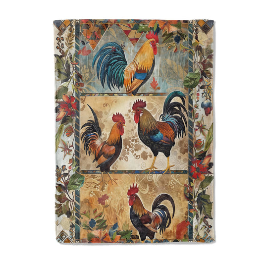 Rustic Rooster Flannel Throw Blanket - Cozy, Soft, Plush, Lightweight & Warm - Fuzzy Anti-Pilling Cover for Couch or Bed, Ideal for Travel & Outdoors - for Men & Women 60×50in