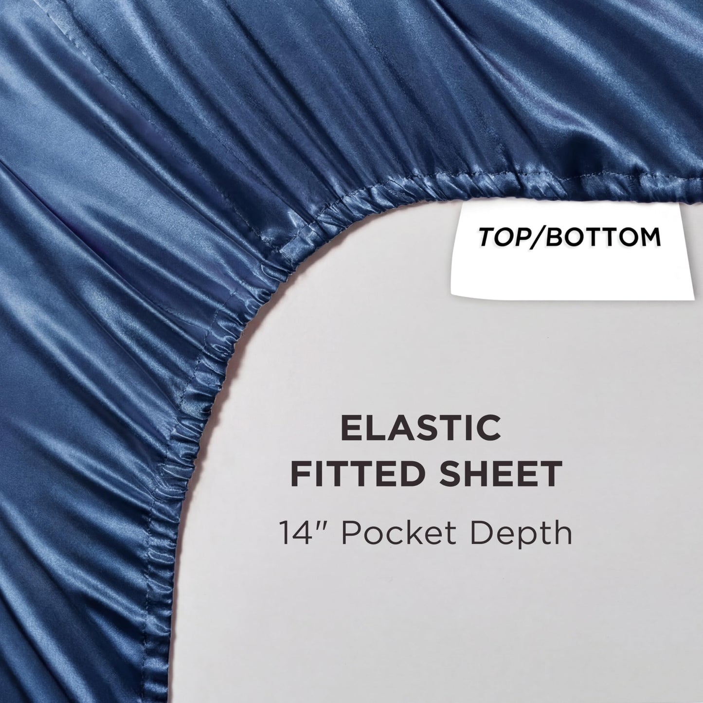 Juicy Couture Full Size Satin Bed Sheet Set, Deep Pocket Silky Satin Full Sheet Set with 1 Fitted Sheet, 1 Flat Sheet and 2 Pillowcases, Wrinkle Resistant and Anti Pilling Bed Sheets - Dark Blue