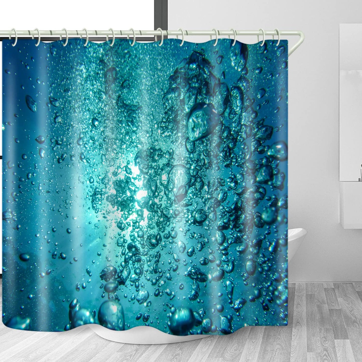 LYFANS Bathrooms Use Seawater Foam 3D Shower Curtains, Bathtubs Use Iuxury Standard Shower Curtain, Waterproof Washable Fabric 3D Shower Curtains, 12 White Hooks, 72x72 Inches.