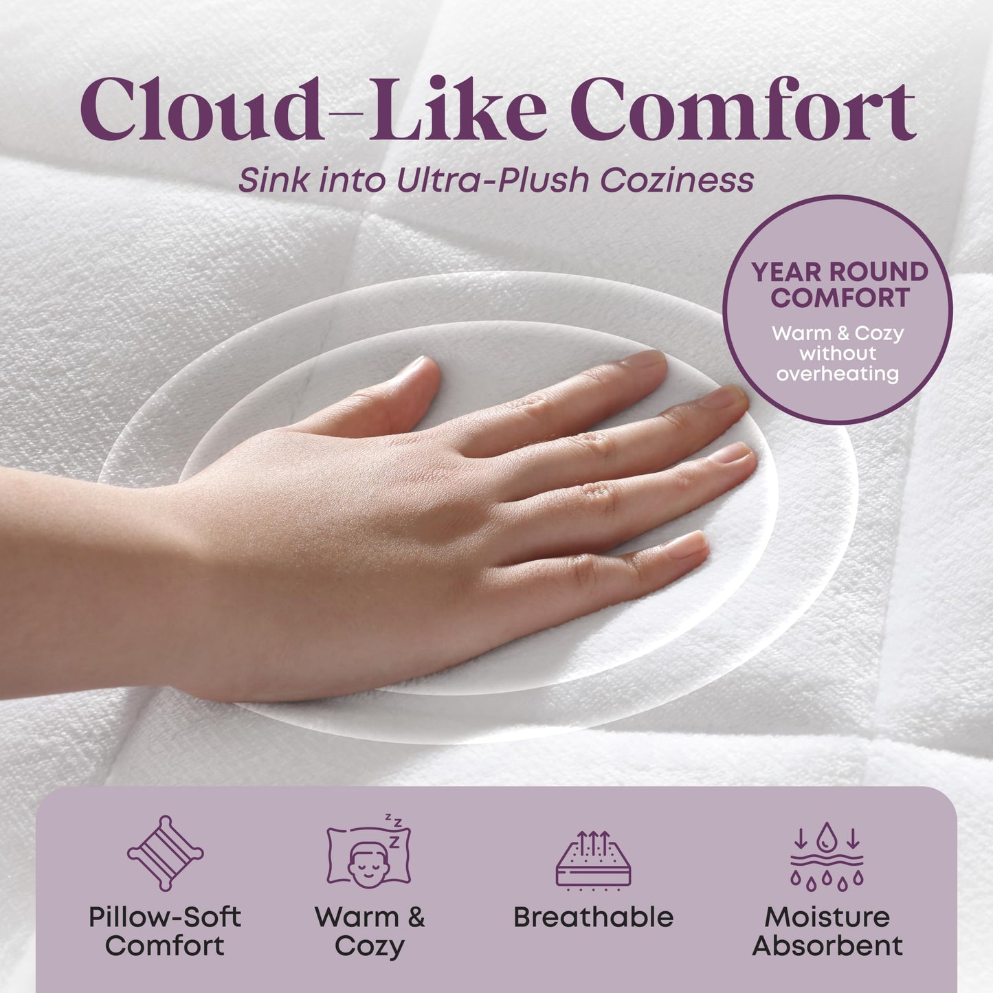 CirclesHome Cot Size Mattress Pad Pillow Top - Double Puff Fleece Top UltraPlush Down Alternative Mattress Protector -Soft, Comfortable, and Hypoallergenic - Stretches from 14-16 inches for Snug Fit