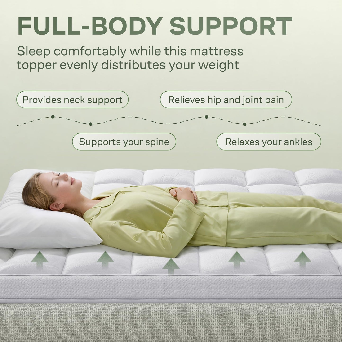 Extra-Thick Queen Size Mattress Topper - Ultra Plush & Soft Viscose Derived from Bamboo Mattress Pad, Naturally Cooling & Perfect for Full Body Support, Snow White