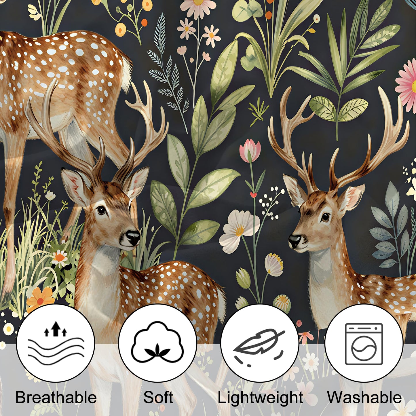 EDGZKO Hunting Themed Comforter Set, Queen Size Deer Rabbit Bedding Set for Boys Girls Kids Teens Adults, Elk Moose Quilt Duvet Bed Set, Wild Animals Bedroom Decor 1 Comforter & 2 Pillowcases