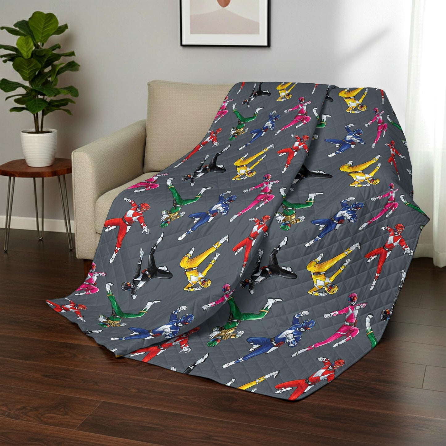 Northwest Power Rangers Rangers Go Twin Quilted Blanket, Comfy Throw, Adults Boys Girls, Soft Lightweight Bedding for Bed, or Couch, 60 x 90 inches