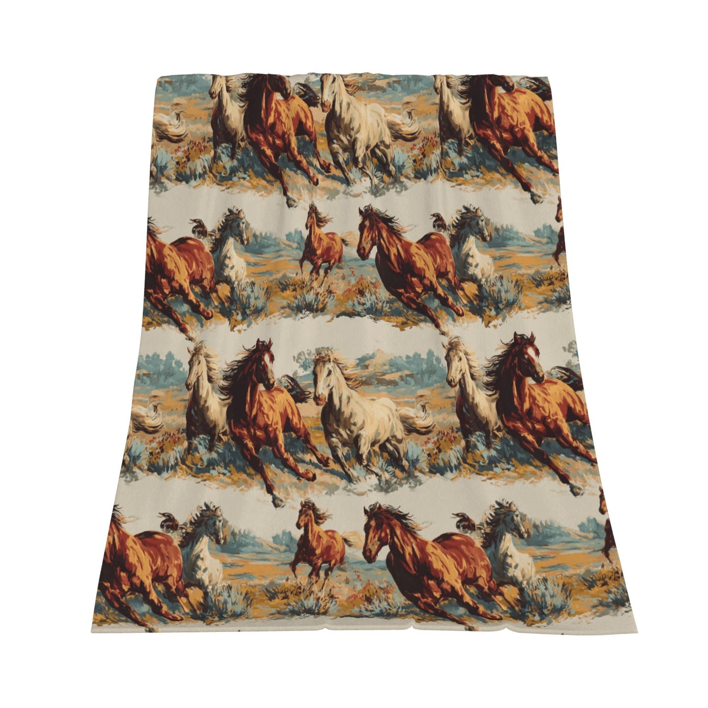 Vintage Horse Western Flannel Throw Blanket Soft Cozy Blanket for Living Room Couch Sofa Bed 50 x 60 Inches