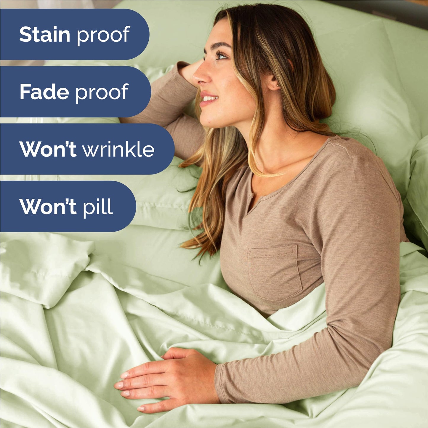 Split King Size 5 Piece Sheet Set - Comfy Breathable & Cooling Sheets - Hotel Luxury Bed Sheets for Women & Men - Deep Pockets, Easy-Fit, Soft & Wrinkle Free Sheets - Light Sage Green Oeko-Tex Sheets
