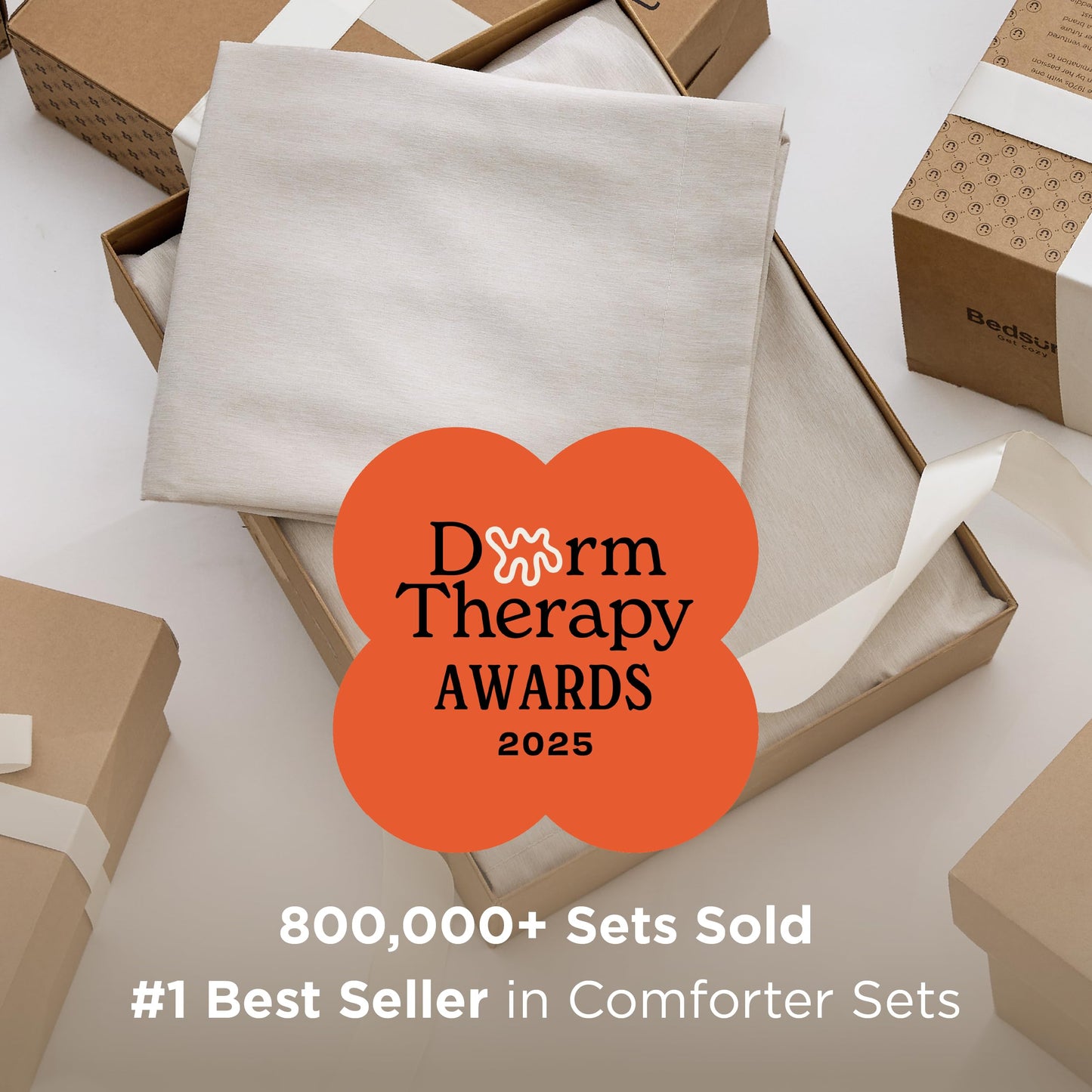 Bedsure Queen Comforter Set - Beige Soft Bedding for All Seasons, Cationic Dyed Bed Set, 3 Pieces, 1 Queen Size Comforter (90"x90") and 2 Pillow Shams (20"x26"+2")