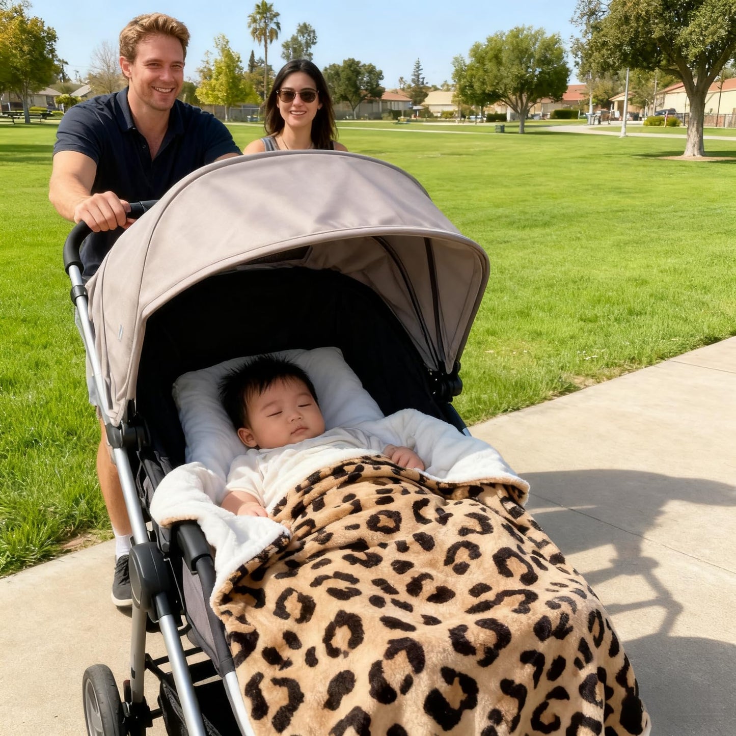 Baby Blanket for Boys Girls Super Soft Double Layer Minky with Dotted Backing Cute Cow Crib Receiving Blanket Bed Throws for Newborns Nursery Stroller Toddler 30 x 40 Inch (Brown Leopard)