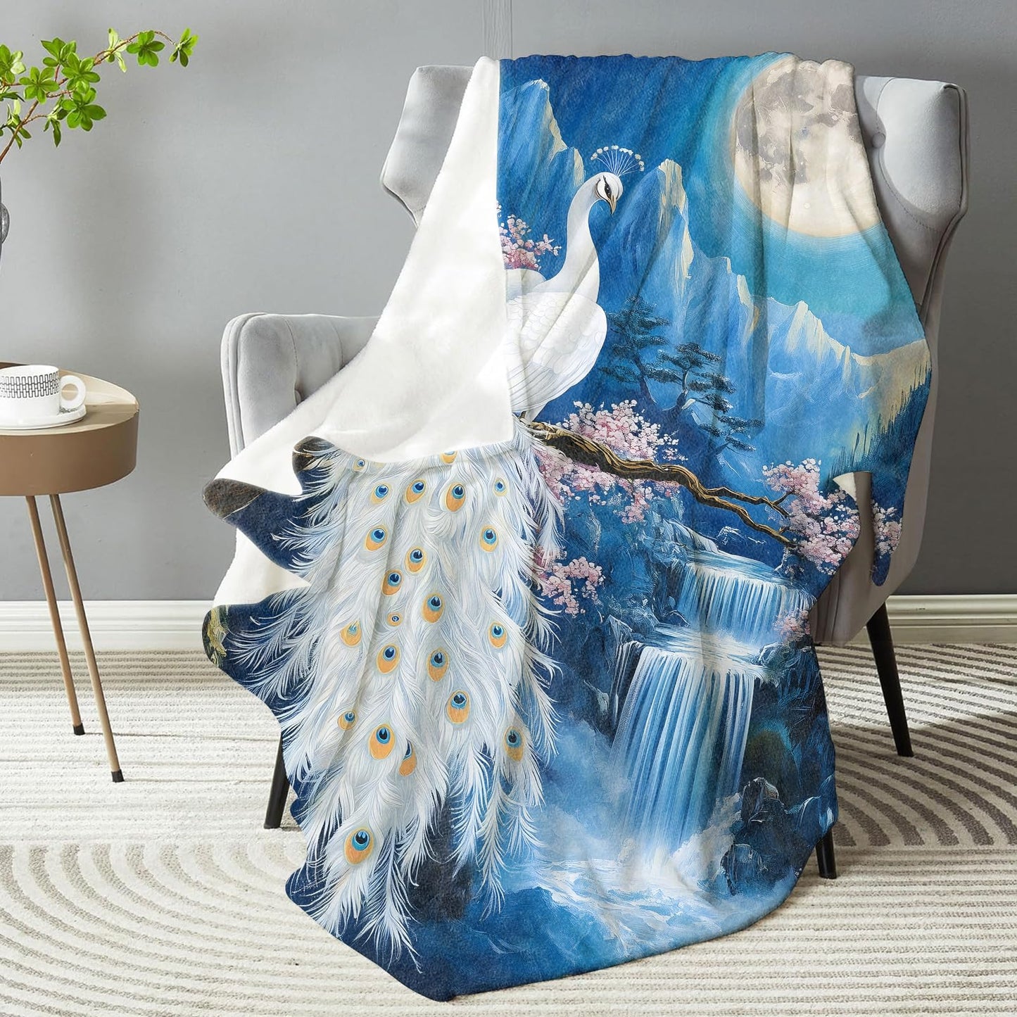 dhakalrlde Peacock Blanket - Plush, Soft, Comfy, Lightweight, Warm, Fuzzy, Cozy Flannel Throw Blanket Perfect for Couch, Travel, Bed, Office, Outdoor - 50in×60in(color32)