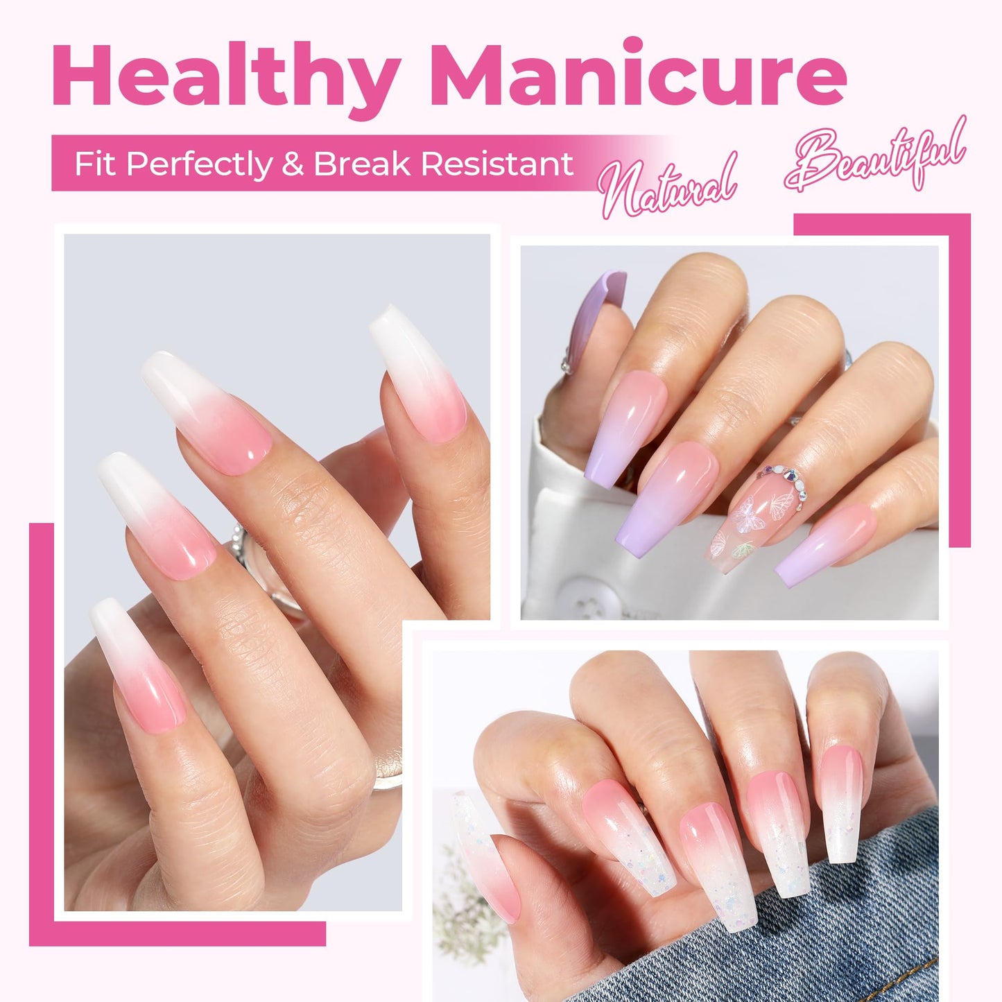 UNA GELLA Medium Coffin Nails Tips 312Pcs Pre-Etched Gel Nail Tips Coffin Press On Nails Clear Full Cover for Nail Extensions & DIY Art Salon at Home, Long Lasting 12 Sizes