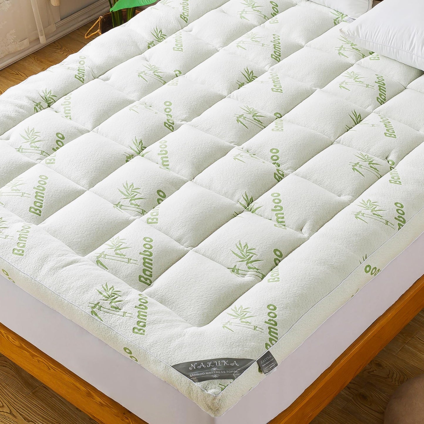 Bamboo_Viscose Mattress Topper Full Size, Cooling Extra Thick Breathable Mattress pad, 8-21”Deep Pocket Soft Quilted Fitted Mattress Cover with Down Alternative Fill