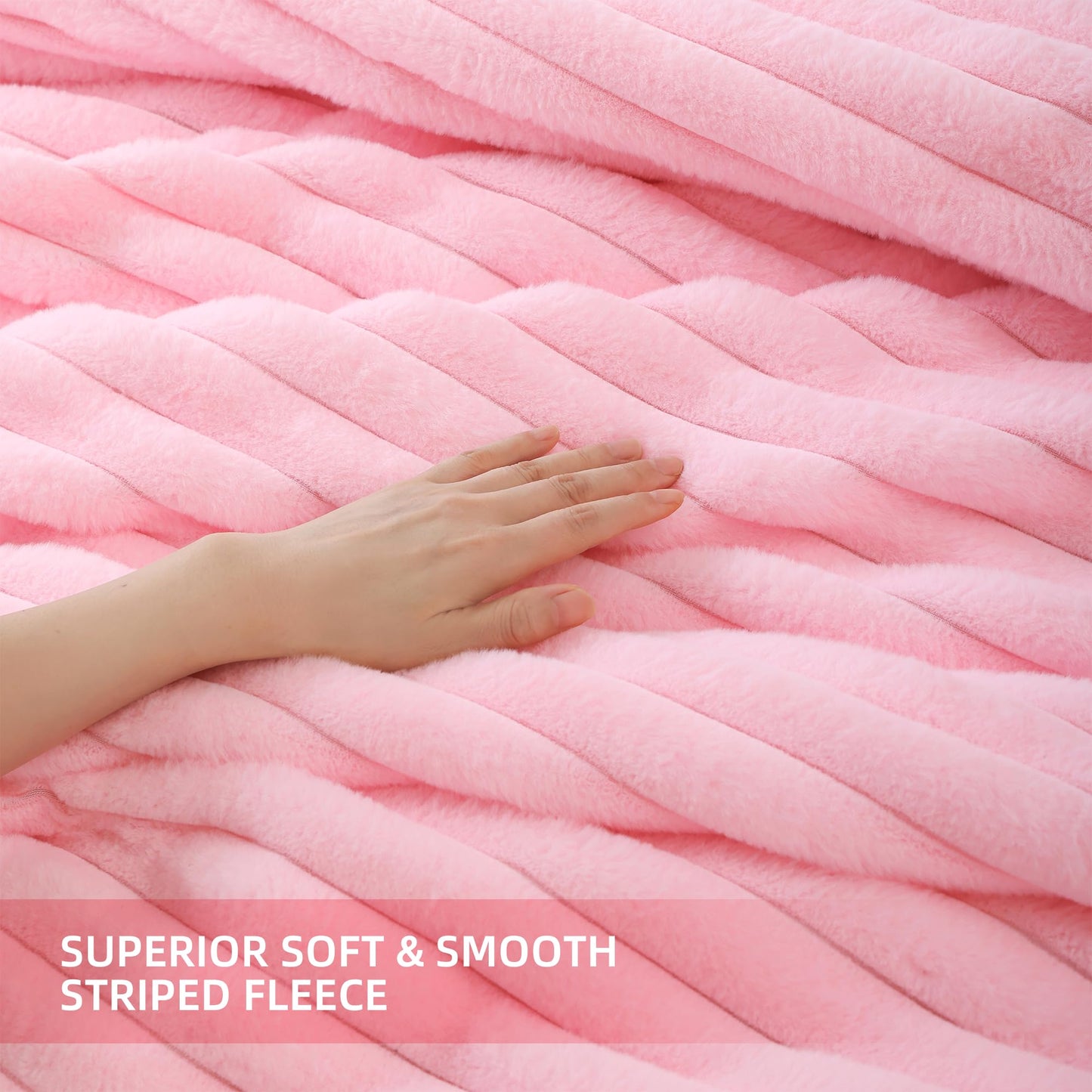 Smoofy Fluffy King Size Comforter Set 3 Pieces - Pink Fleece Fluffy Comforter Set, Luxury Fuzzy King Bedding Set, Soft King Bed Set All Season, Heavy Faux Fur Comforter with 2 Pillow Cases