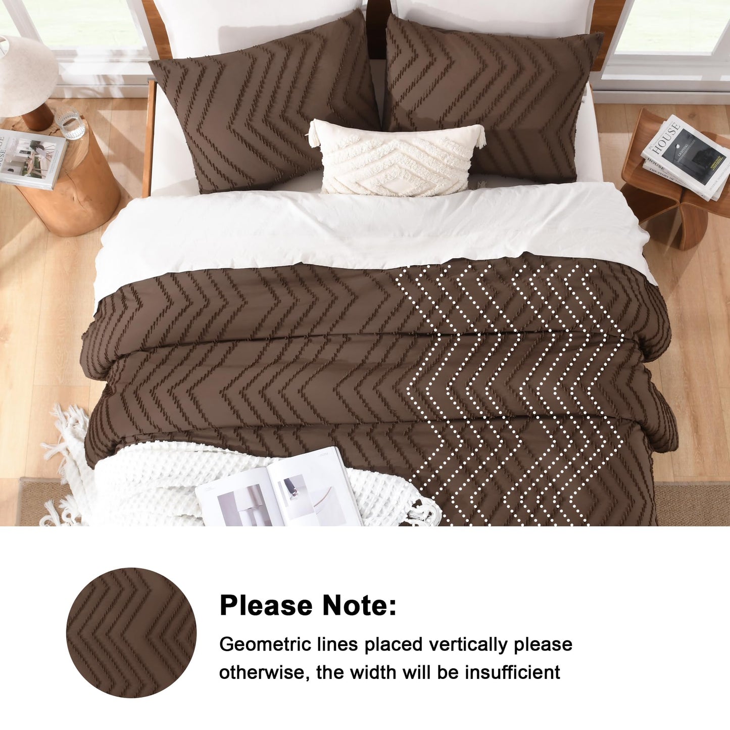 Litanika Brown King Comforter Set, 3 Pieces Lightweight Tufted Bedding Sets, Down Alternative Comforter Fluffy Bed Set Gift Choice
