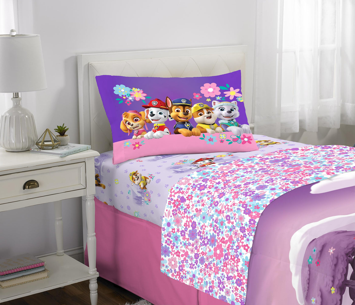 Paw Patrol Girl Kids Bedding Super Soft Comforter and Sheet Set, 5 Piece Full Size, (Officially Licensed Product) by Franco