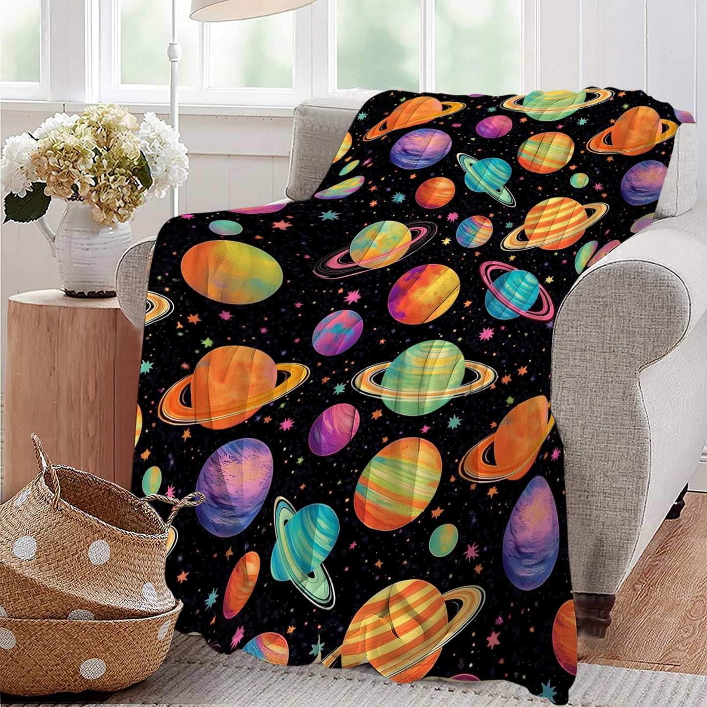 Lovira Space Planet Throw Blanket Solar System Print Throw Blankets Gifts for Couch Sofa Bed Stuff Decor Soft Cozy Fleece Plush Warm Flannel Bedding for Lover Boys Girls 40"x50"
