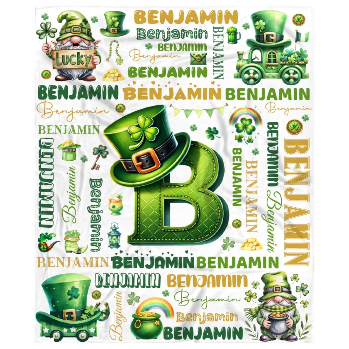 Personalized St Patrick's Day Blanket Soft Fuzzy Flannel Throw 40"x30" Decor for Bed Sofa