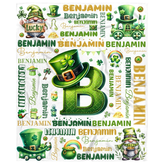 Personalized St Patrick's Day Blanket Soft Fuzzy Flannel Throw 40"x30" Decor for Bed Sofa