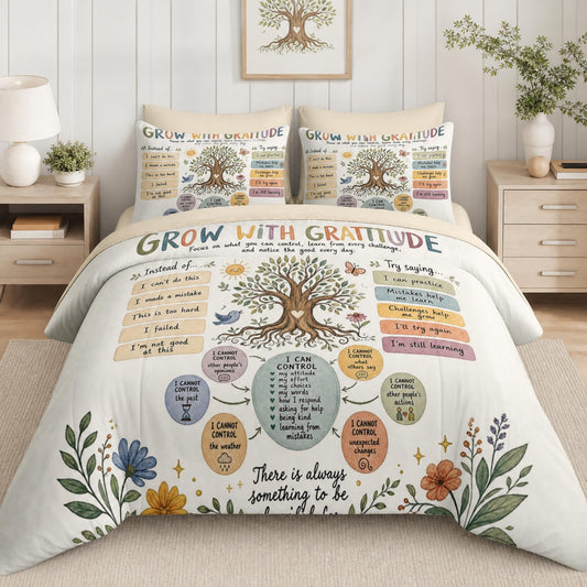Boewywh Comforter Set Twin Size Classroom Motivational Inspirational 7 Pcs, Bedding for Kids and Adults, Bed Sheet Sets with Fitted Sheet 2 Pillowcases & 2 Shams for Bedroom Bed Decor