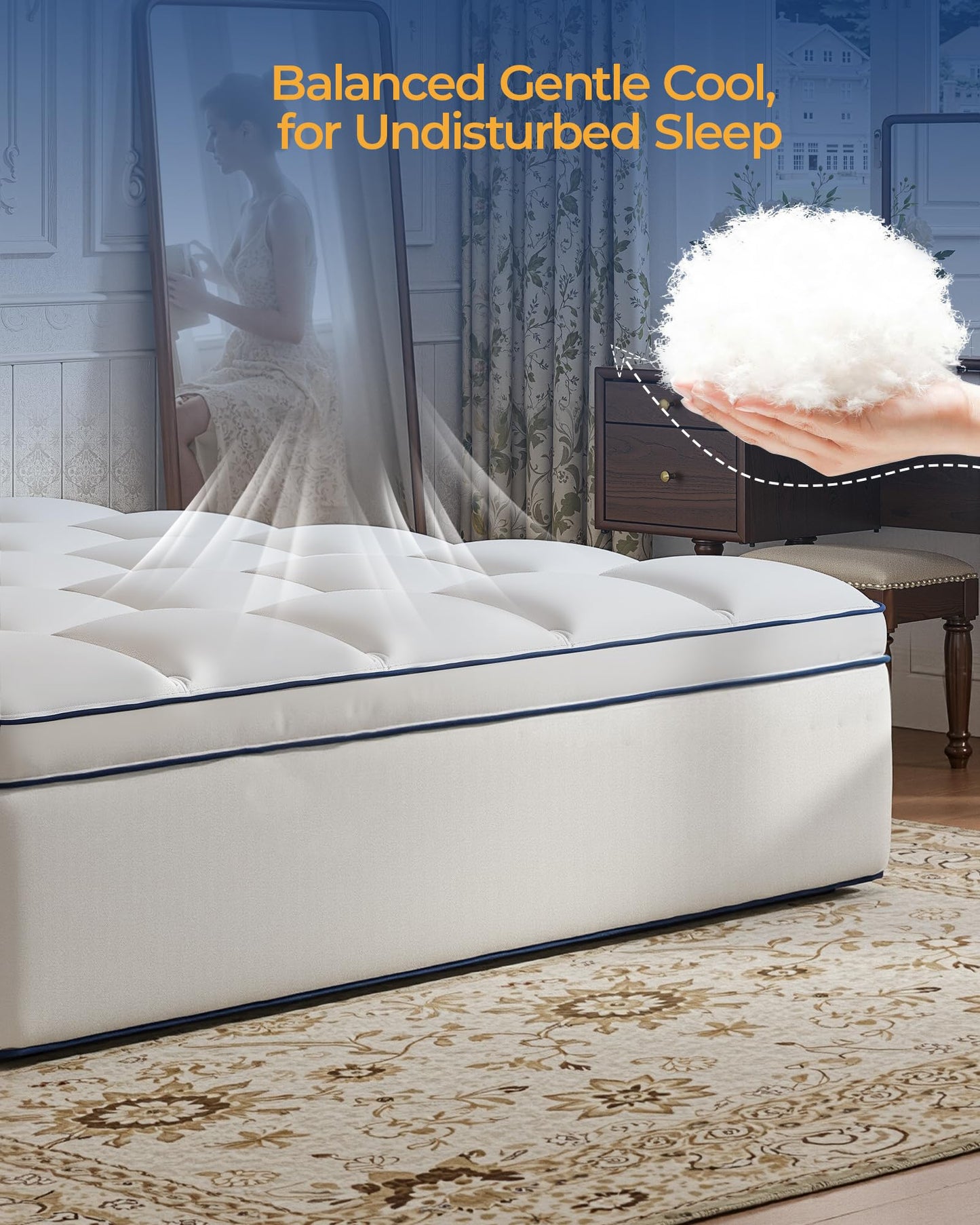 KAYFIA Full Mattress Topper,Extra Thick Mattress Pad Cover for Deep Sleep,3D+7D Snow Down Alternative Fill Overfilled Plush Pillow Top with 8-23 Inch Deep Pocket-White