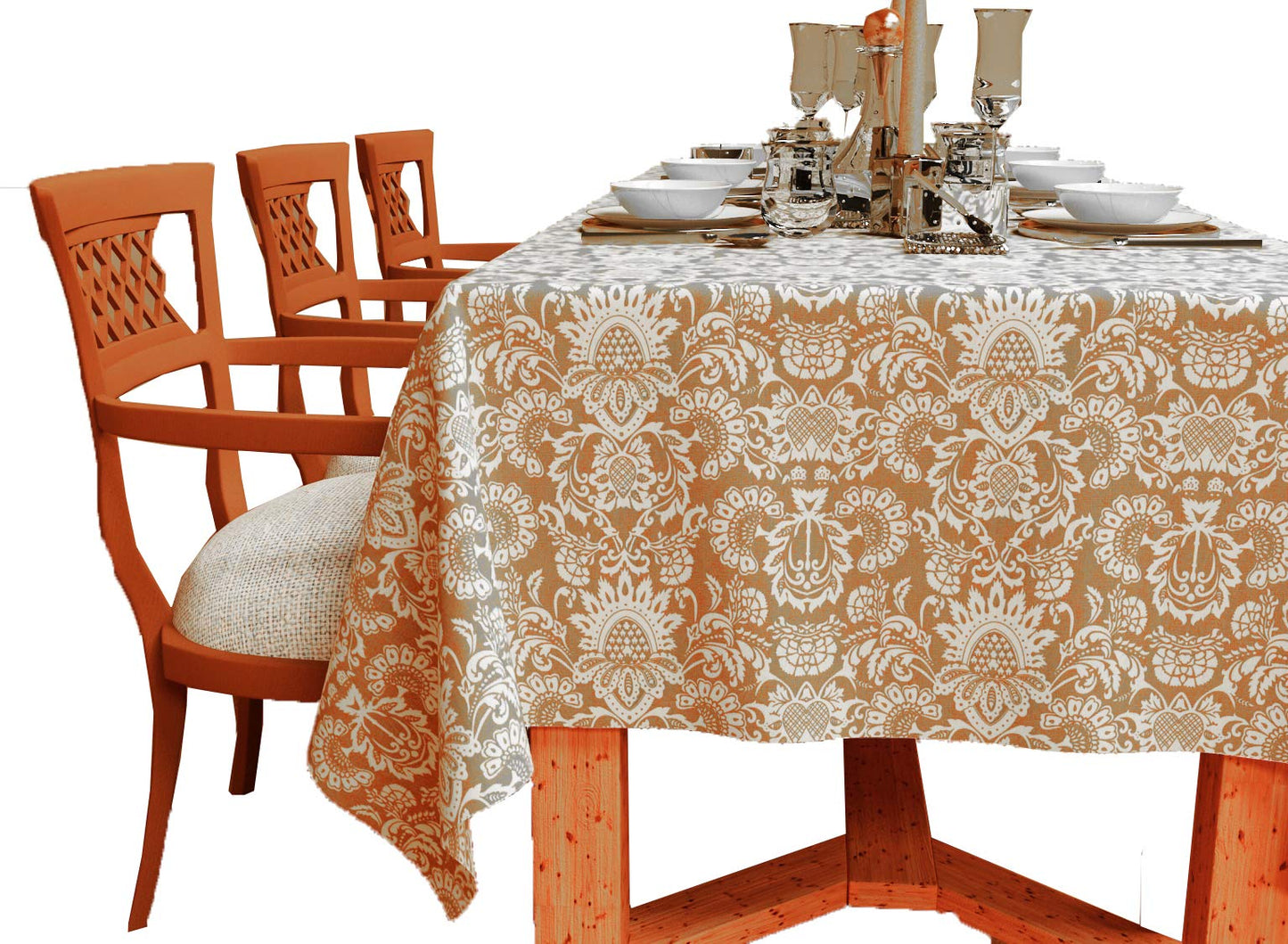The Season Thread Table Cloth - Beige, 100% Cotton Rectangular Table Cover, Size 60x84 Inch. for Kitchen, Dining, Tabletop, Decoration, Parties, Thanks Giving, and Everyday Use.