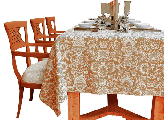 The Season Thread Table Cloth - Beige, 100% Cotton Rectangular Table Cover, Size 60x84 Inch. for Kitchen, Dining, Tabletop, Decoration, Parties, Thanks Giving, and Everyday Use.