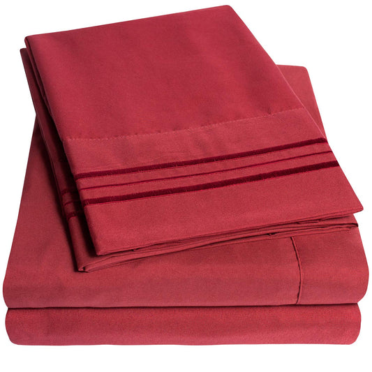 1500 Supreme Collection Queen Sheet Sets Burgundy - Luxury Hotel Bed Sheets and Pillowcase Set for Queen Mattress - Extra Soft, Elastic Corner Straps, Deep Pocket Sheets, Queen Burgundy