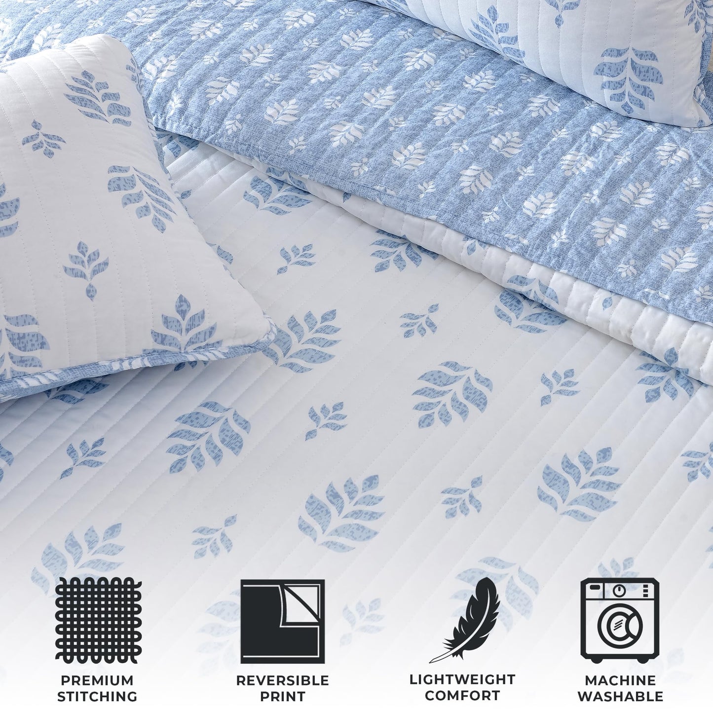 Great Bay Home Floral Twin/Twin XL Quilt Set with Shams, French Floral Bedding Set, All-Season, Lightweight Bedspread. Reversible, Farmhouse Bedding. (Twin/Twin XL, Colette)