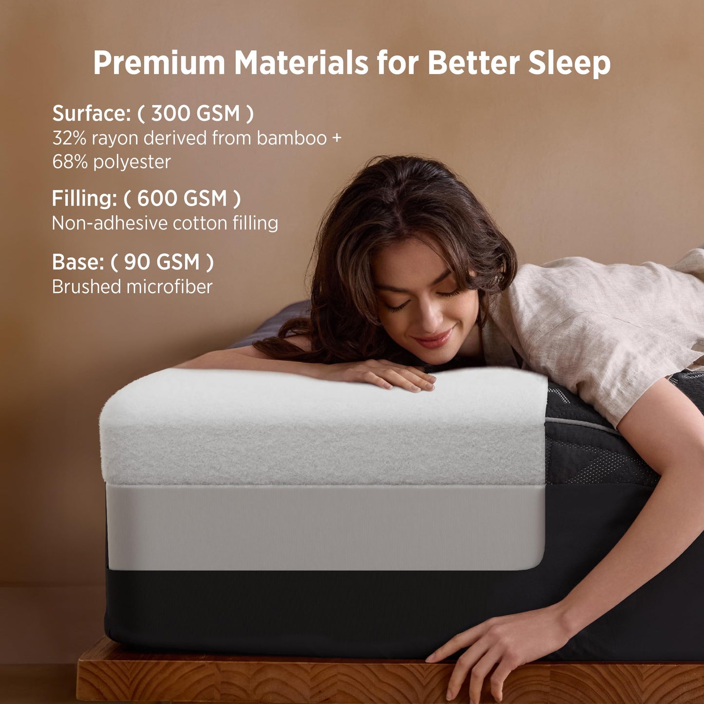Bedsure Full Size Mattress Topper - Viscose Made from Bamboo Ultra Soft Thick Fluffy Pillow Top Mattress Pad with 21 Inch Deep Pocket, Breathable, Moisture Wicking, Black, 54x75 Inch