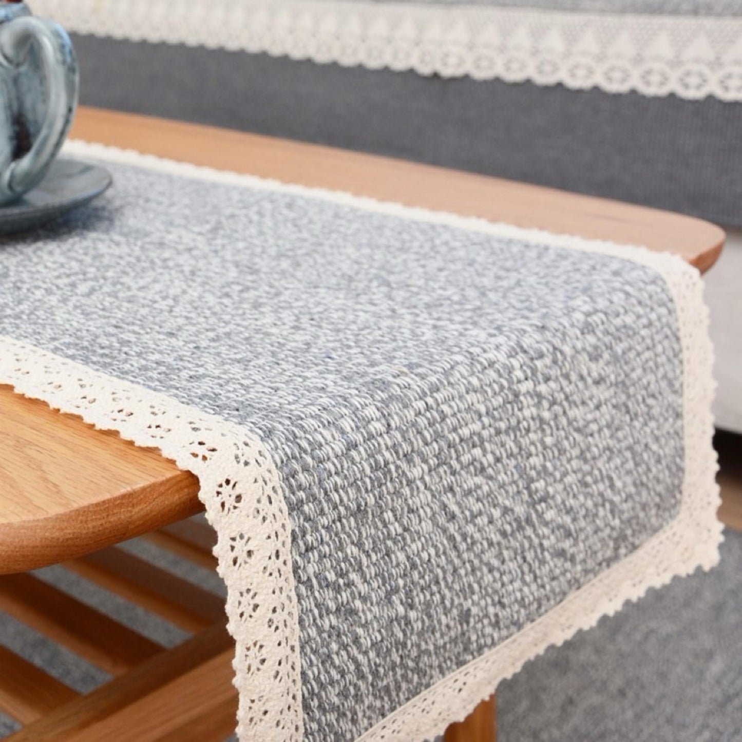 YUZHANGHE Tablecloth Nightstand End Tabletop Dust Cover 15.75 x23.6 Night Stand Table Linen - Grey