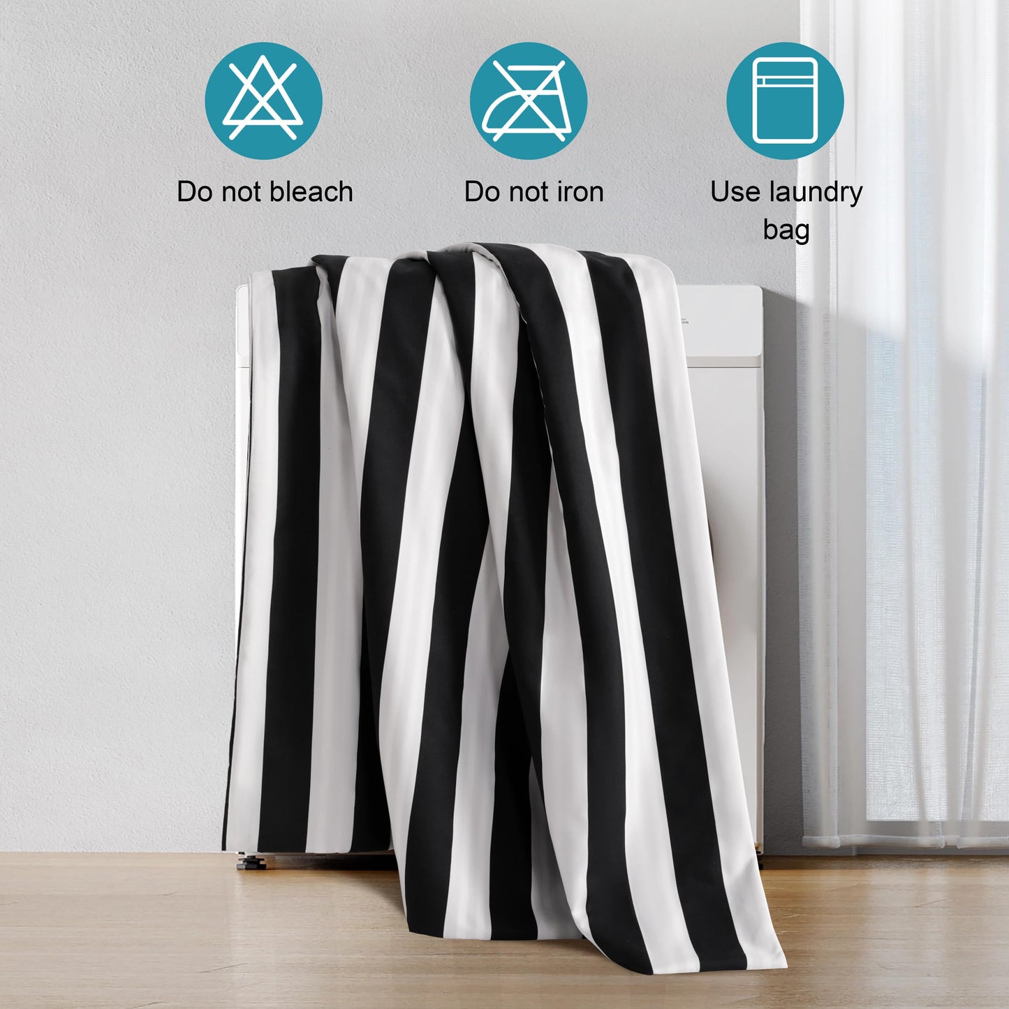NTBAY 3 Pieces Duvet Cover Set Queen Size, Reversible Zipper Comforter Cover with 4 Corner Ties and 2 Pillow Shams, Soft Brushed Microfiber Comforter Cover Set with Black and White Striped Printed