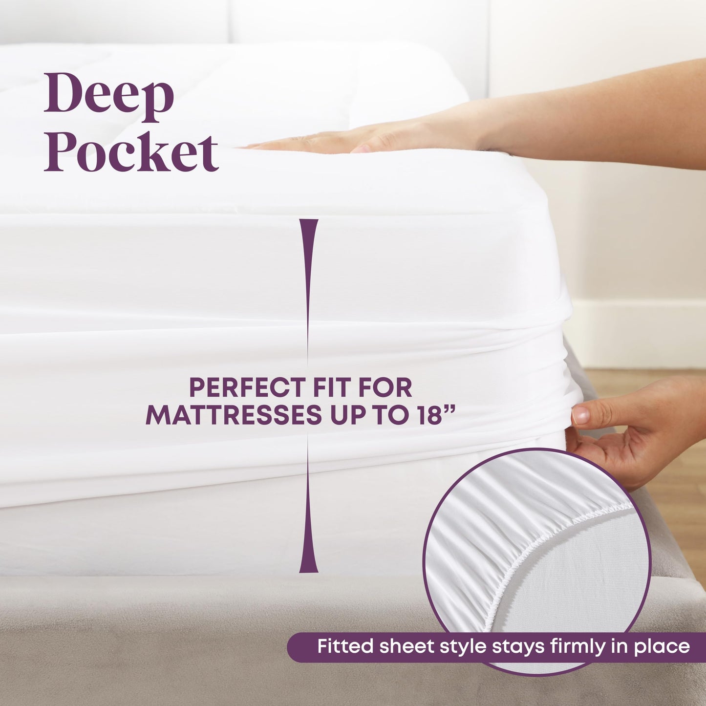 CirclesHome Twin Size Mattress Pad Pillow Top - 100% Cotton Top Ultra - Plush Down Alternative Mattress Protector - 200 Thread Count - Stretches from 14-16 inches for Snug Fit