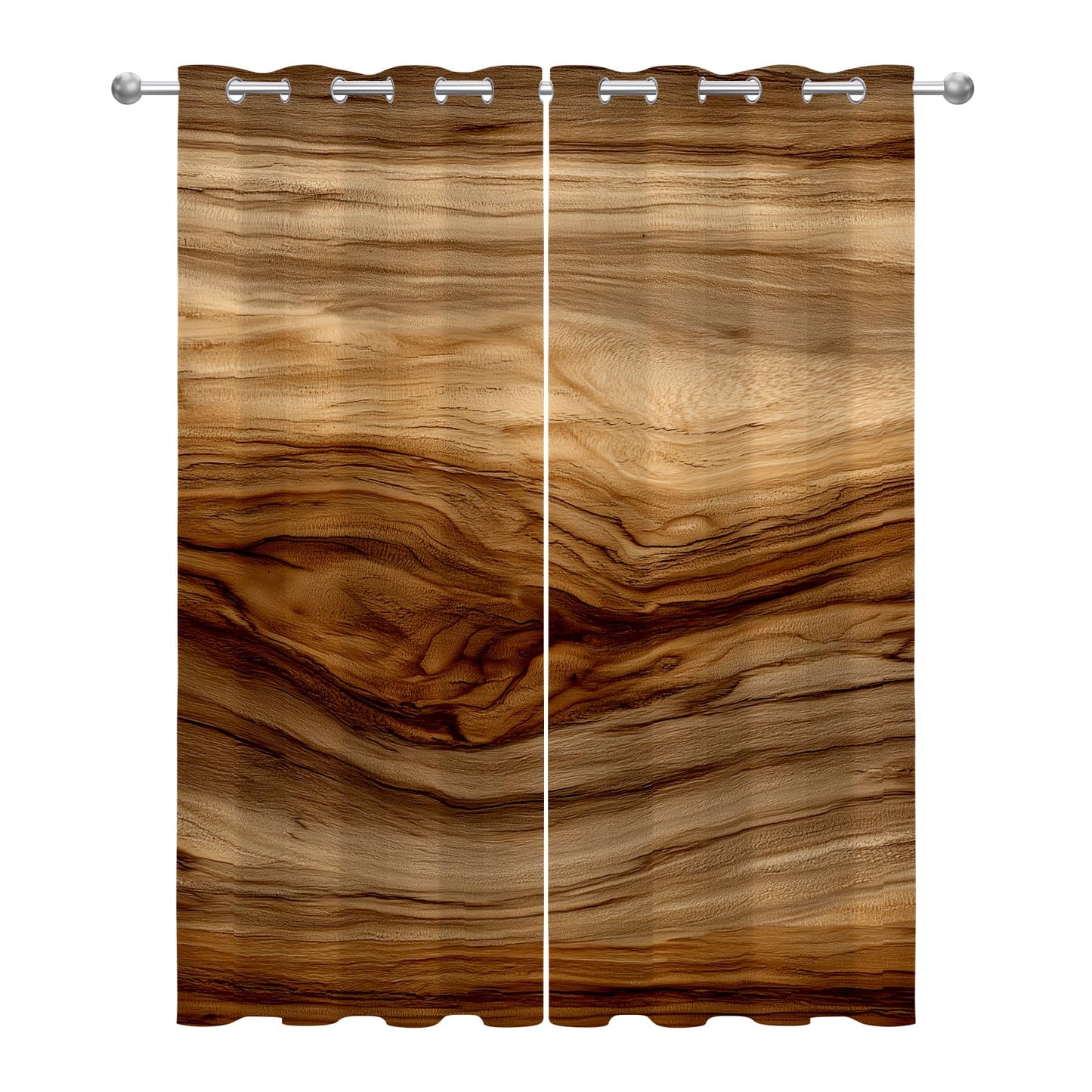 Solvivae Brown Blackout Curtains for Bedroom Living Room, Modern Rustic Country Farmhouse Patterned Window Treatments, Room Darkening Thermal Insulated Grommet Drapes, 45 Inch Curtains 2 Panel Set