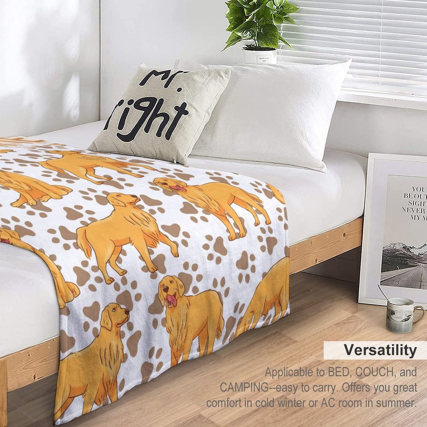 AIOMXZZ Personalized Golden Retriever Blanket Gifts with Text Name, 60"x80" Dog Pattern Flannel Fleece Throw Blanket Soft, Lightweight, Comfortable, Warm Golden Retriever Blanket for Adults Kids