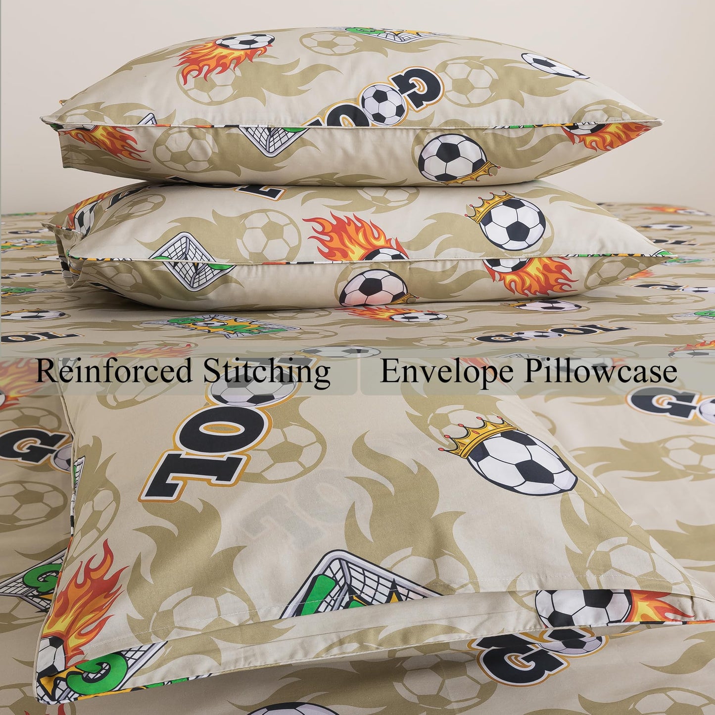 FADFAY 100% Cotton Sheets Set King, Soft Breathable Soccerr Bedding Set, Sage Green