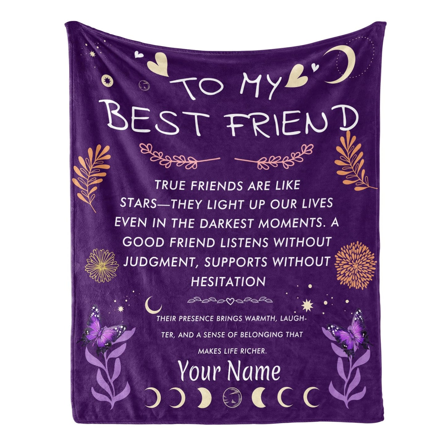 Jekeno Gifts for Best Friend Women Personalized Best Friend Custom Blanket with Name Flannel Blankets Customized Throw Blankets 50"x60"