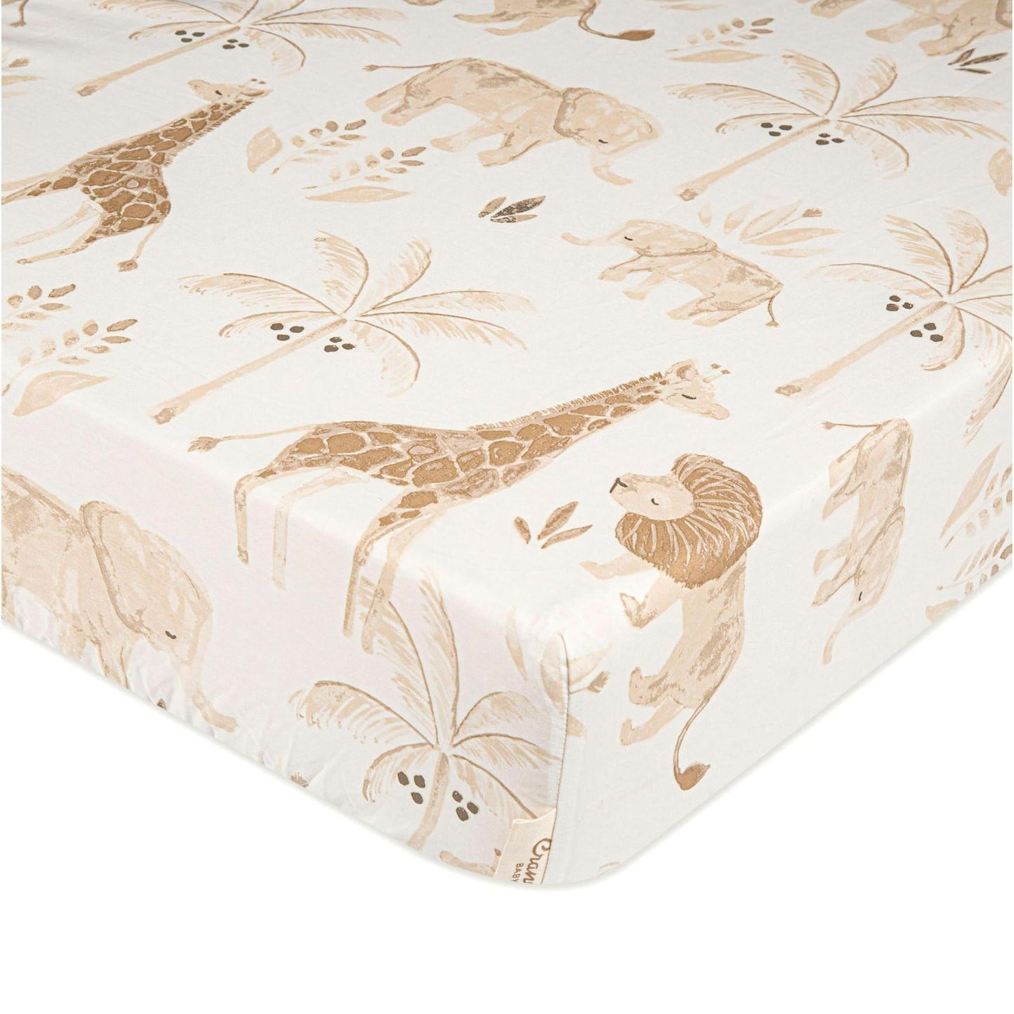Crane Baby Safari Nursery Decor Crib Sheet, 100% Cotton Fitted Sheet for Standard Mattress 28in X 52in, Breathable Toddler Bed Sheet for Boys and Girls