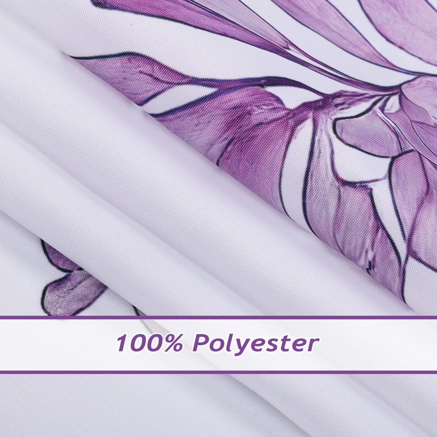 COZZSNUGE Purple Lavender Floral Shower Curtain,Spring Wisteria Flower Butterfly Lilac Girls Shower Curtain Waterproof Polyester for Bathroom with 12 Hooks, 72 x 72 Inches