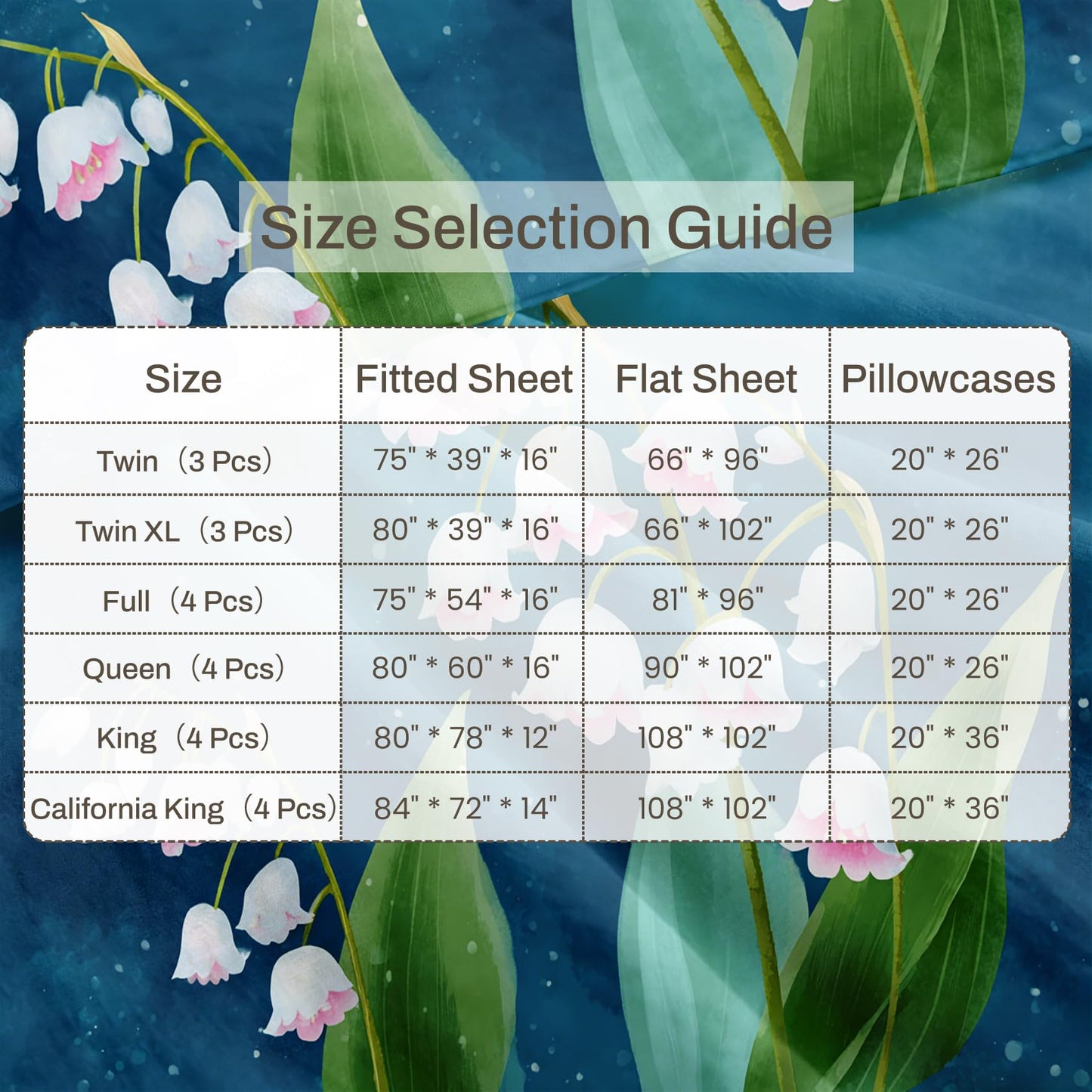 Lily of The Valley‌ King Sheet Set Flower Flat Fitted Sheet Sets