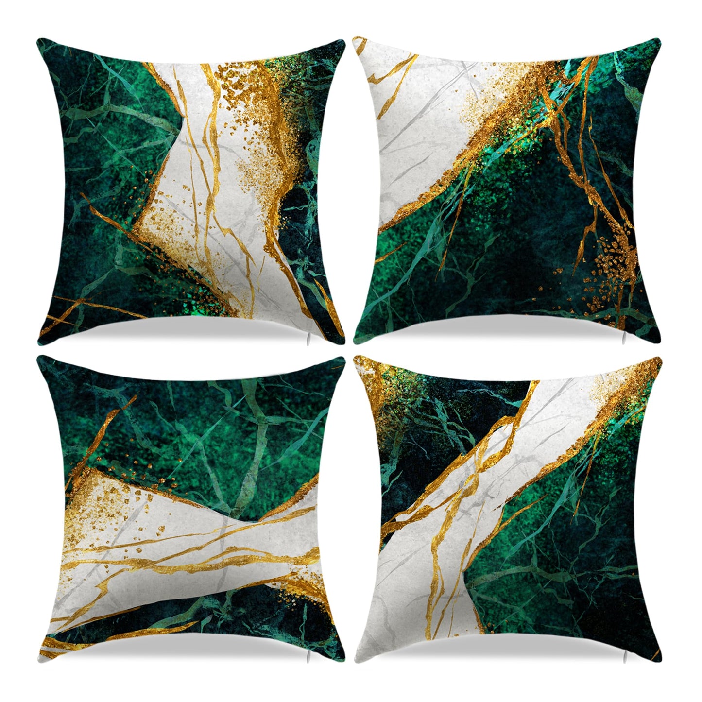 LDJRSY Green Gold Gray Decorative Throw Pillow Covers Set of 4